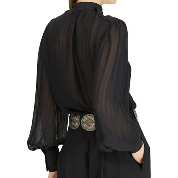 🆕️Polo Ralph Lauren Jacquard Stripe Silk Blouse - Picture 3 of 7